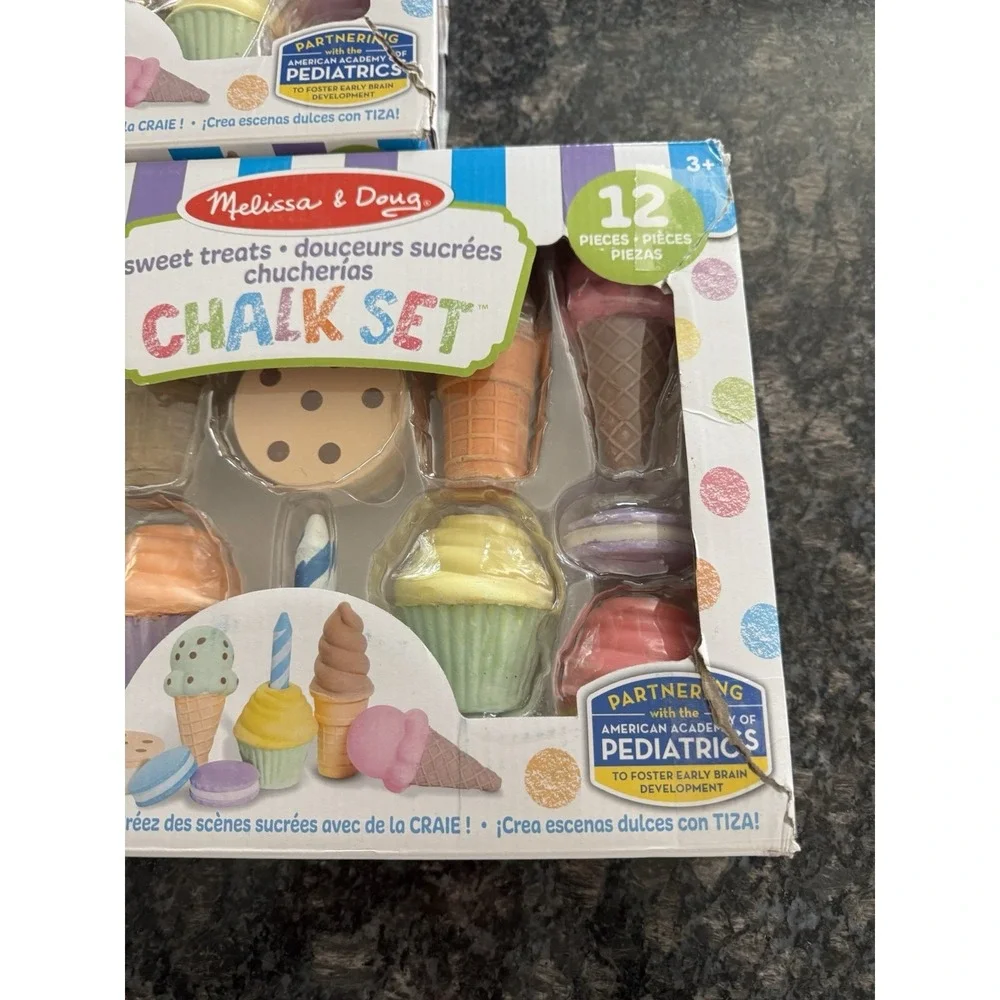 Melissa & Doug Ice Cream Shop Multi-Color Chalk and Holders 33-Pc Play Set‎ NEW